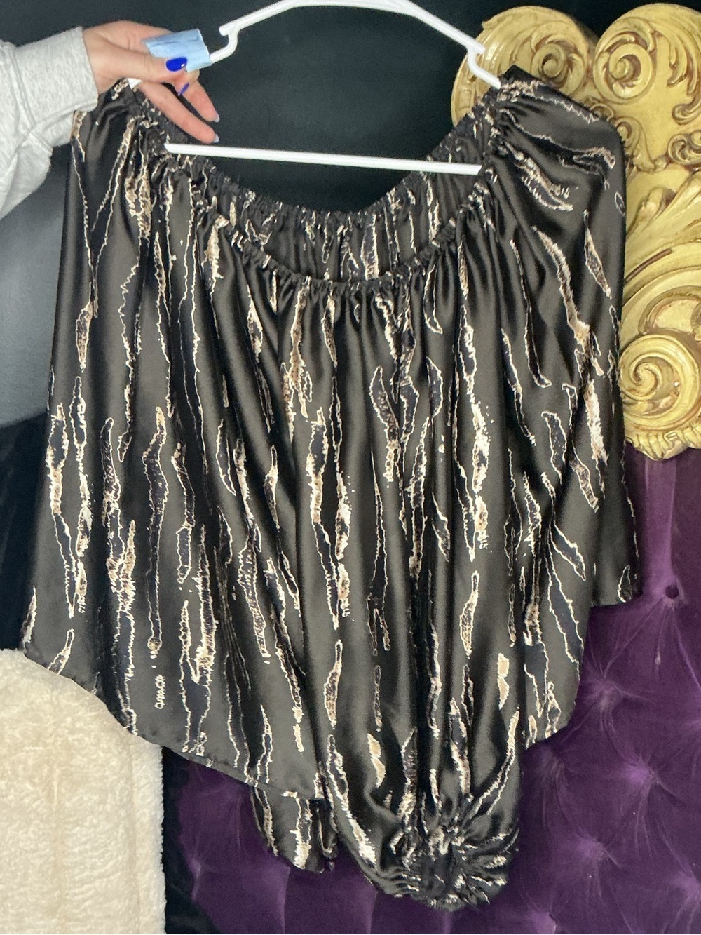Women’s Black Metallic-Print Satin Skirt